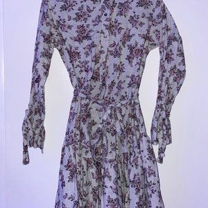 Rebecca Taylor La Vie Floral Gray Button Up Dress